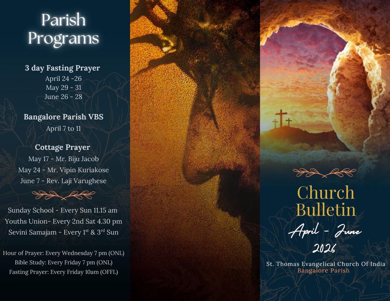 Full Parish Bulletin for Apr to Jun 2026 activity schedule