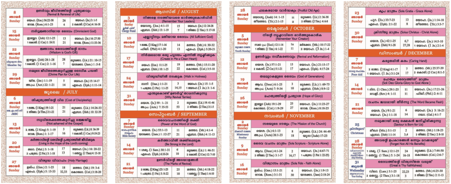 Scripture reading card page 2 with assigned bible verses